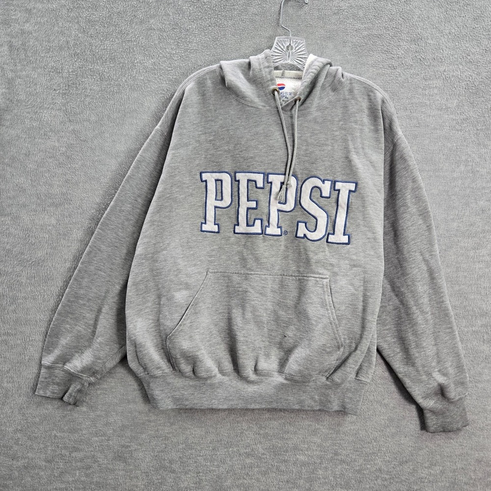 VINTAGE Pepsi Women Sweatshirt XL Gray Hoodie Embroidered Oversized 90s READ